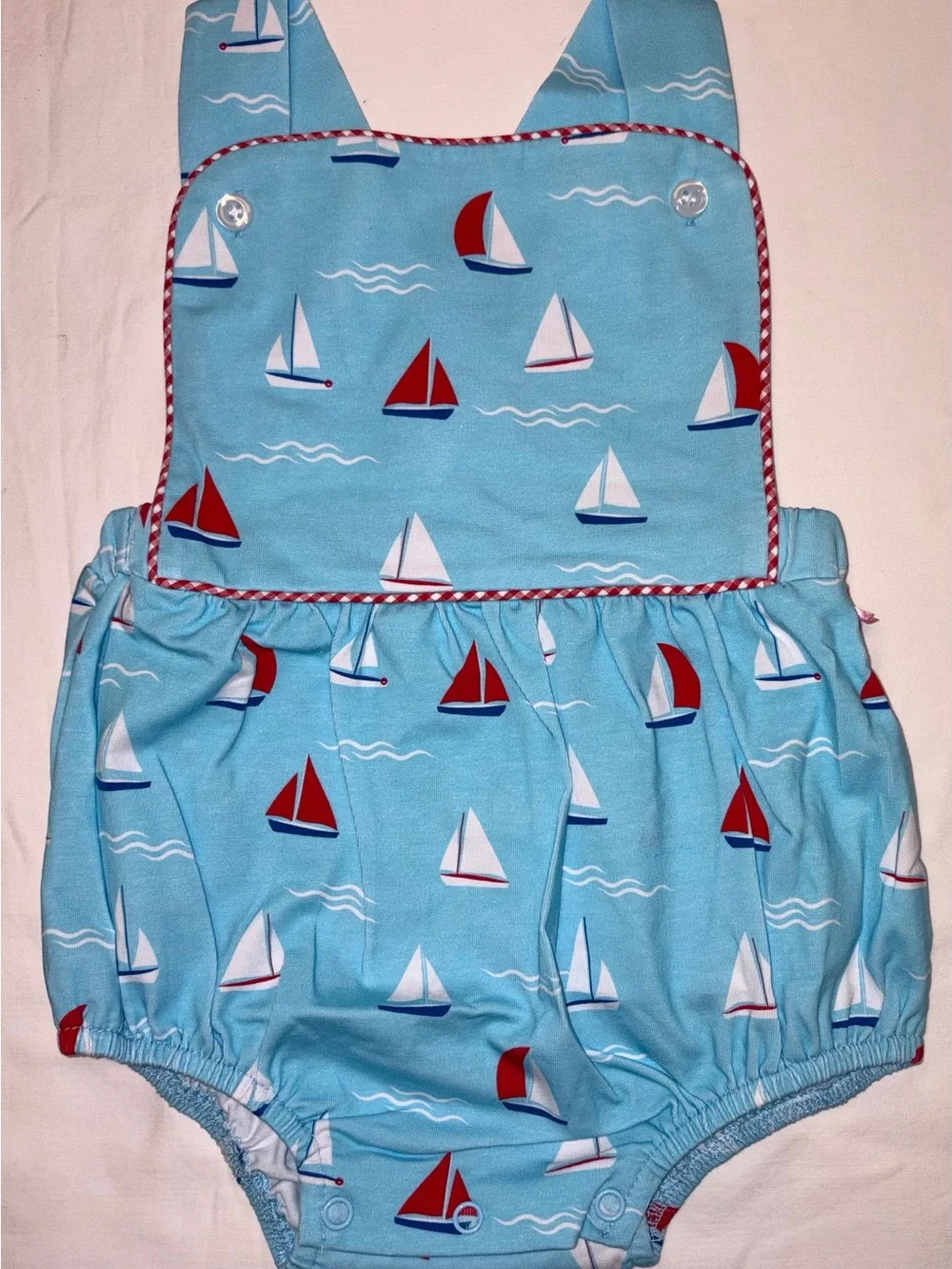 Cecil and Lou Baby Bubble Romper in Sailboat Print sz 12 months NWT